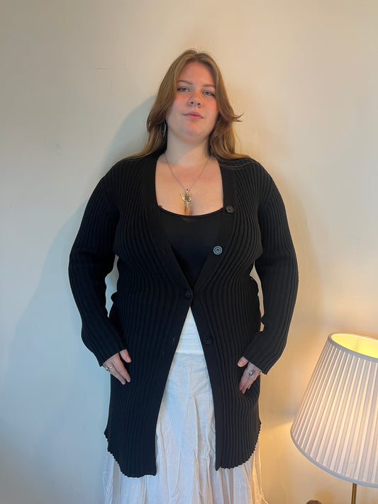 Vintage black ribbed cardigan