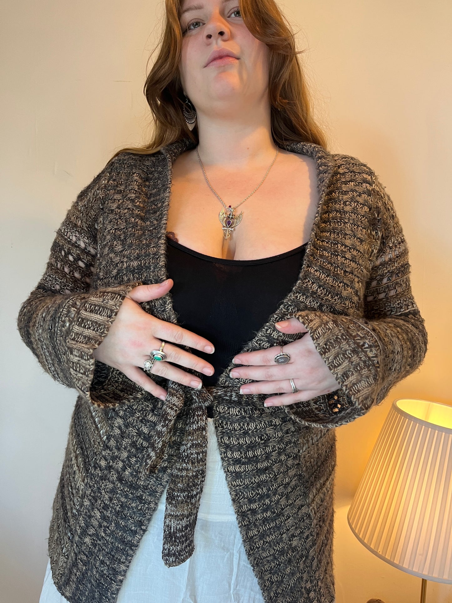 Vintage brown crochet cardigan