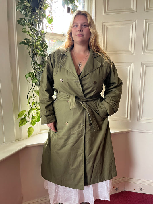 Vintage Olive Trench Coat - UK 20