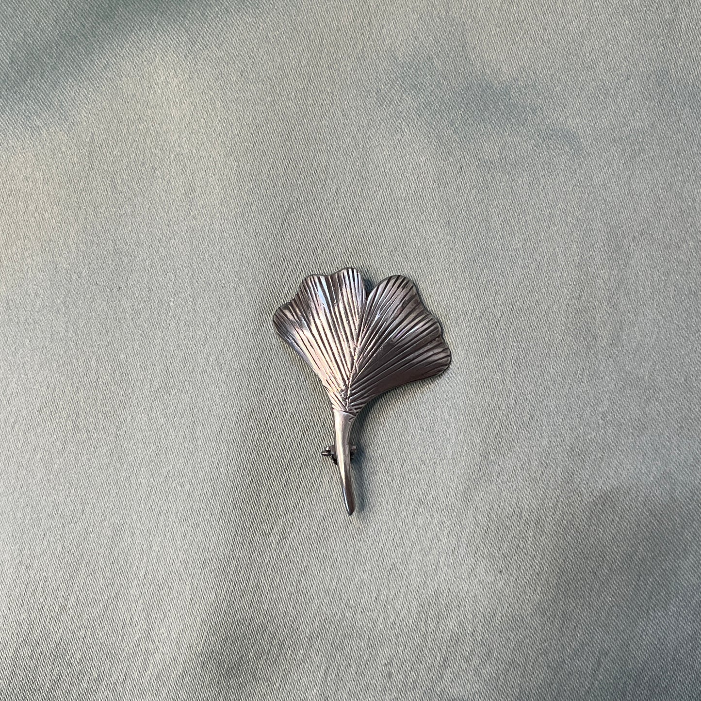 Silver Ginko Leaf Brooch