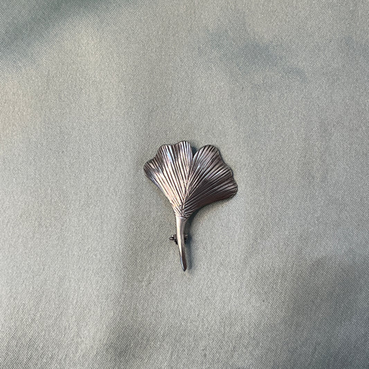 Silver Ginko Leaf Brooch