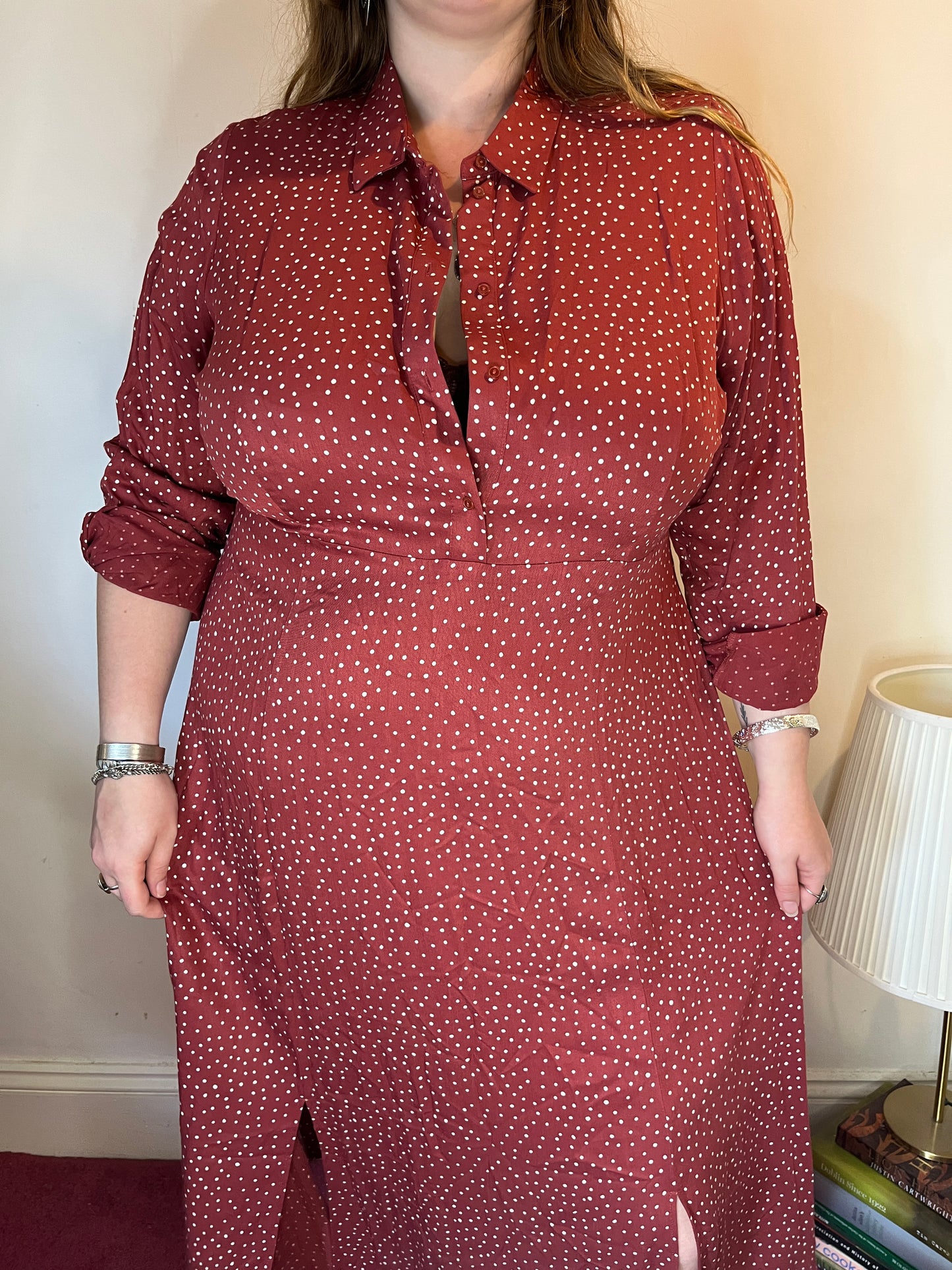 Rust Red Polka Dot Shirt Dress – UK 20