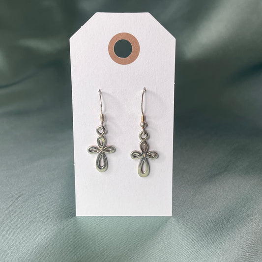 Silver Cross Knot Earrings