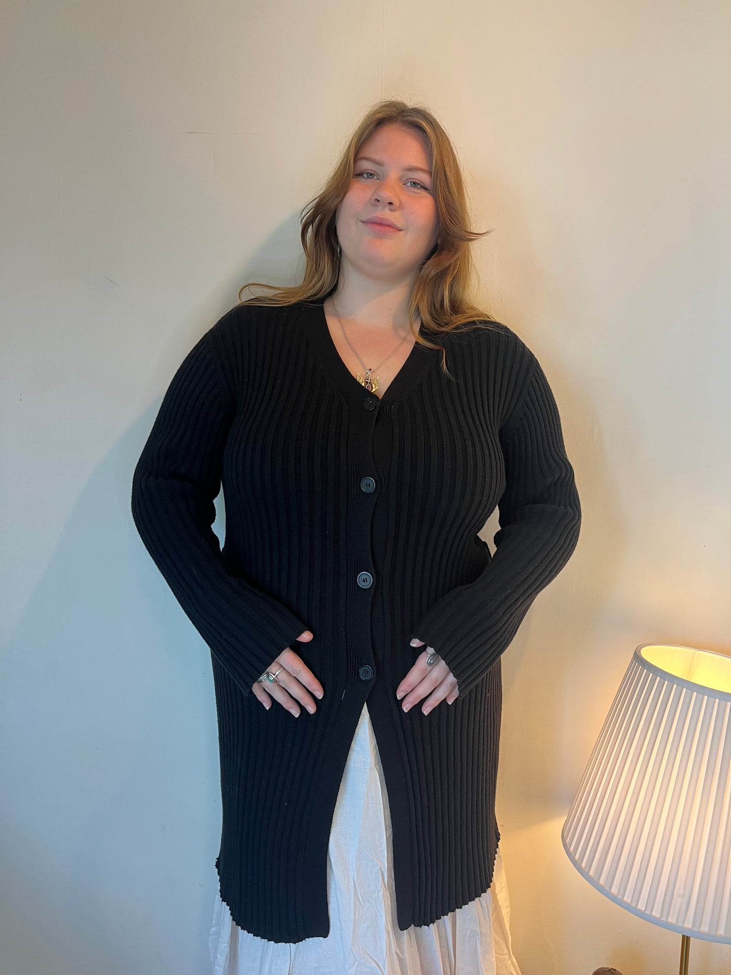 Vintage black ribbed cardigan