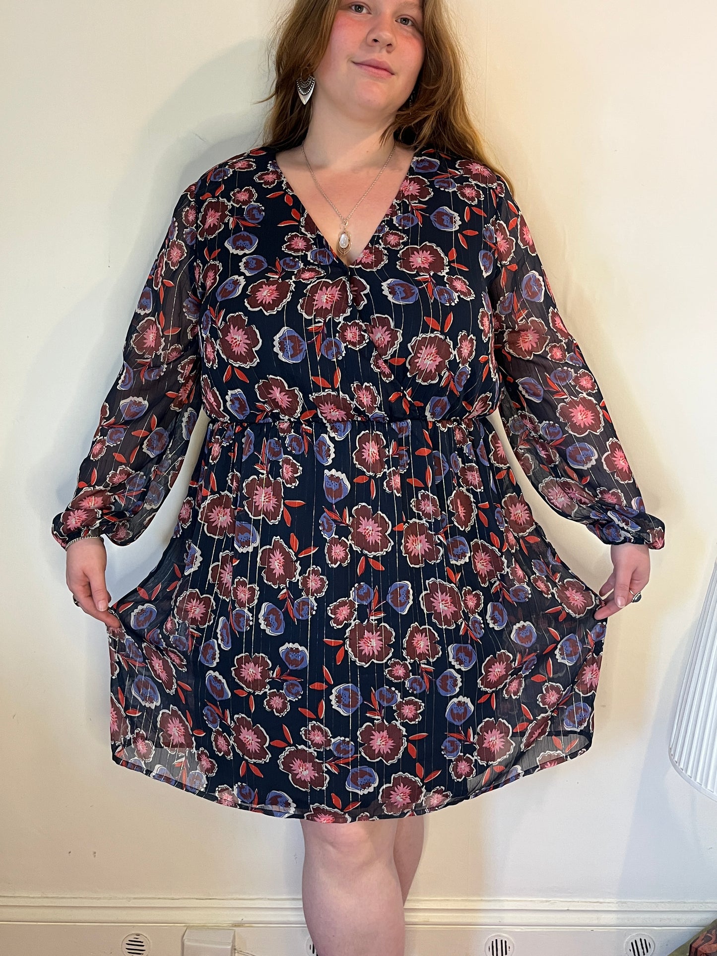 Dark floral midi dress - UK 24