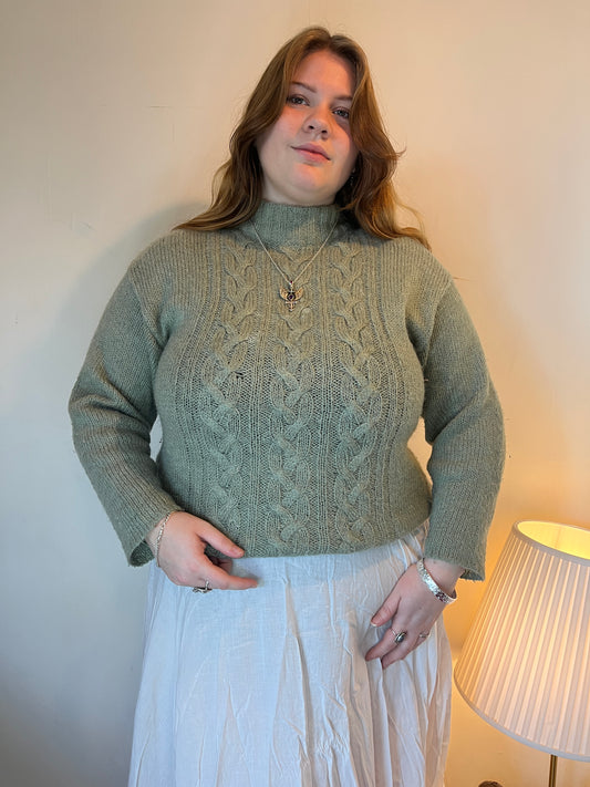 Vintage sage green wool knit jumper