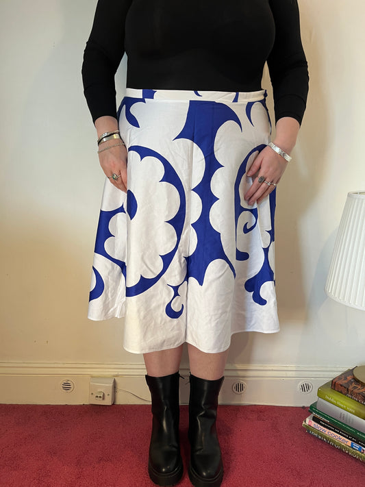 Swirl & Twirl Blue and White Skirt – UK 22
