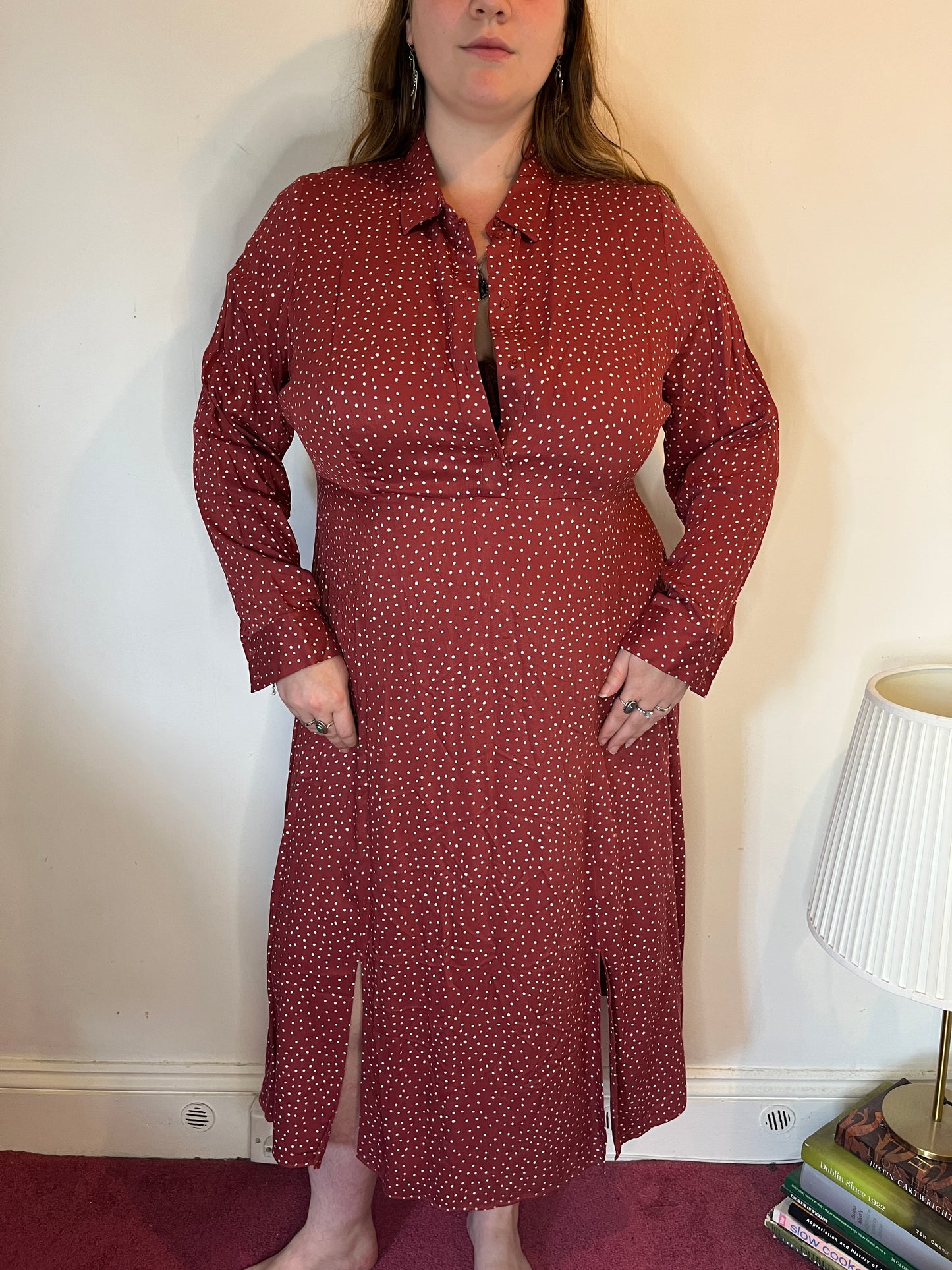 Rust Red Polka Dot Shirt Dress – UK 20