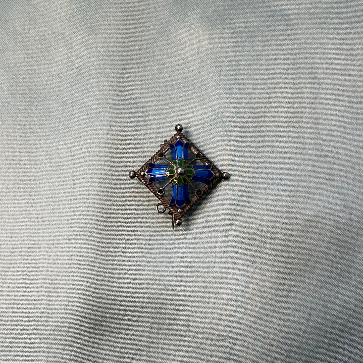 Victorian Silver and Enamel Brooch