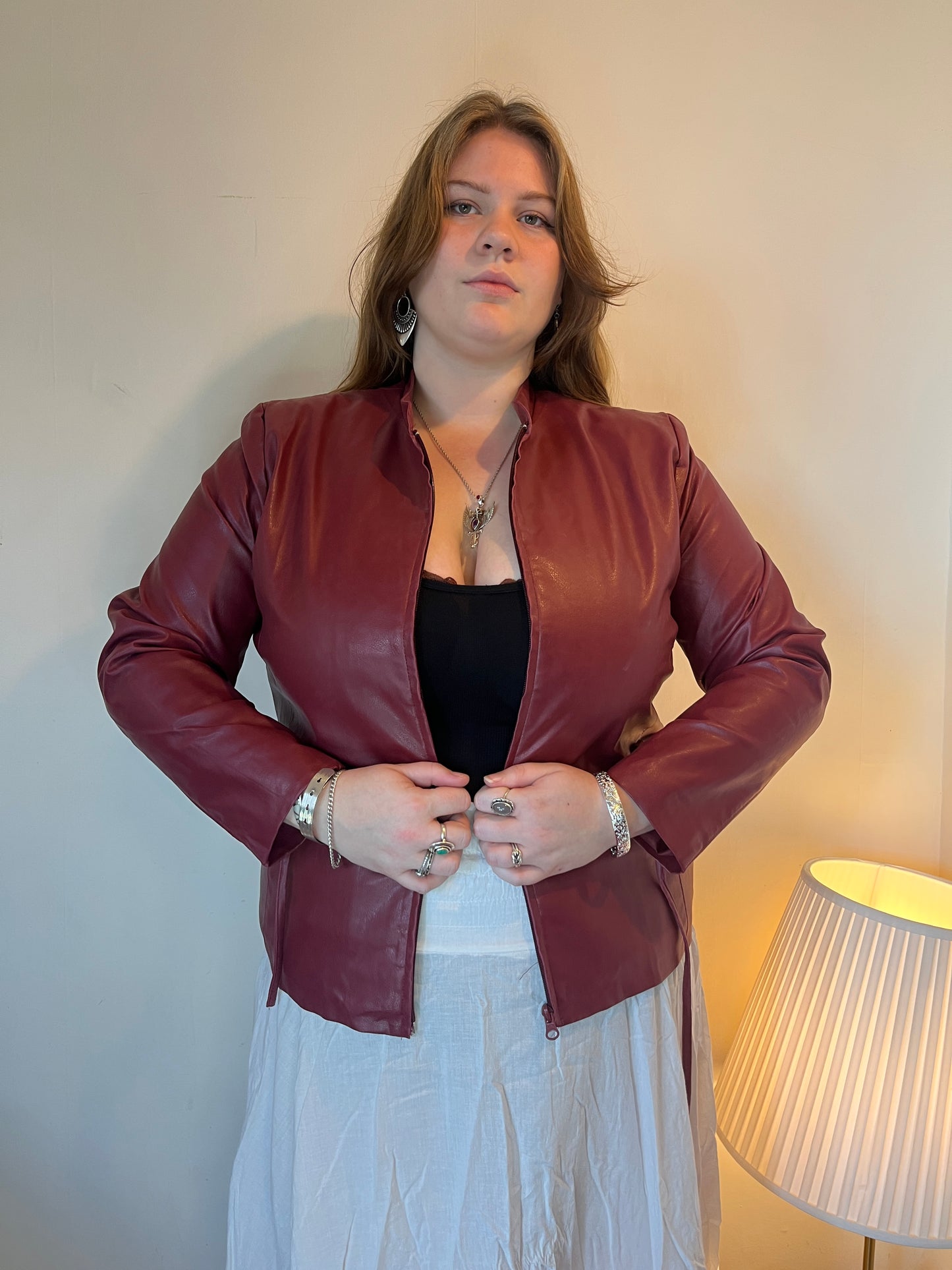 Vintage faux leather zip up jacket