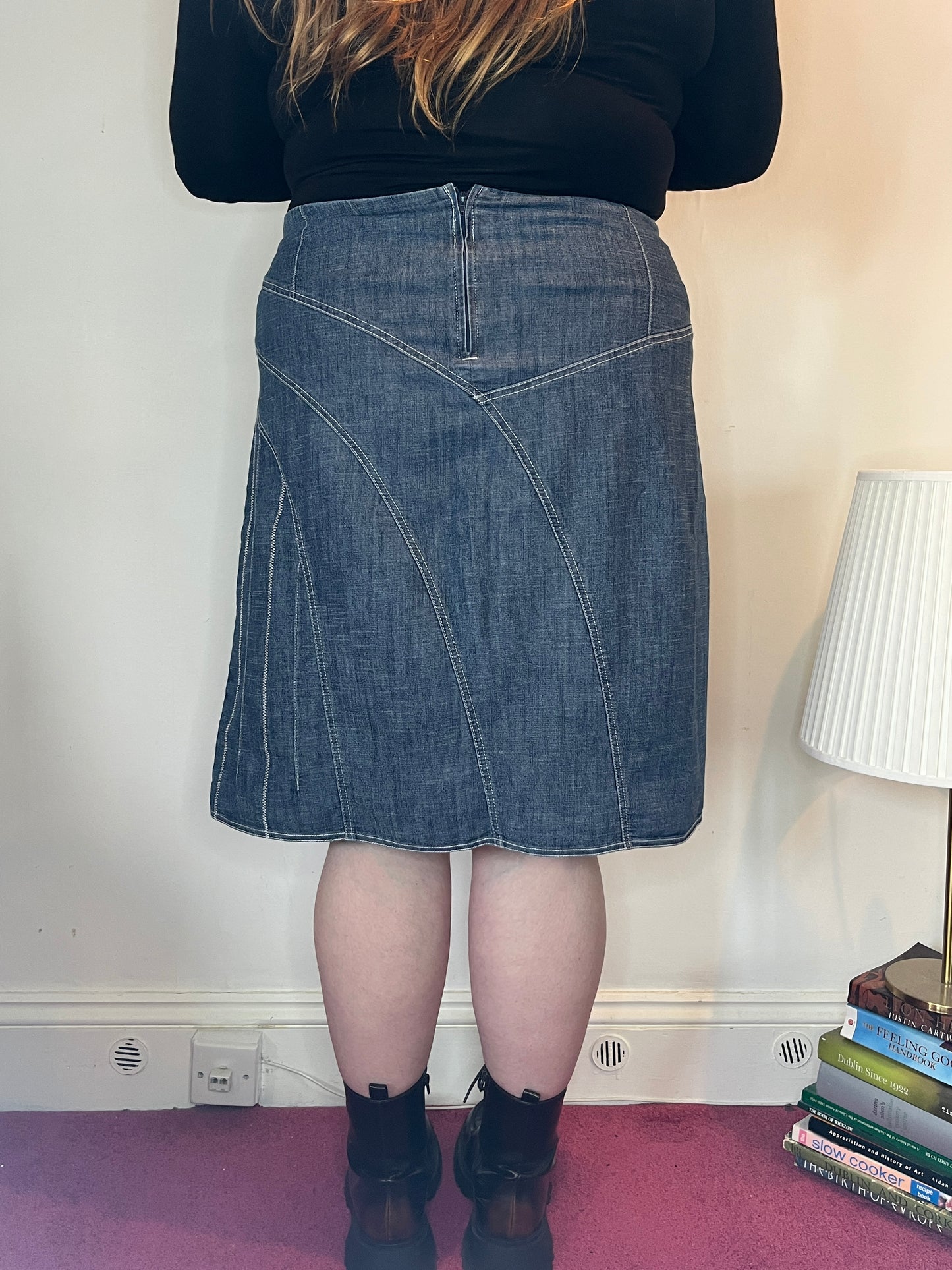 Vintage Denim Midi Skirt - UK 22