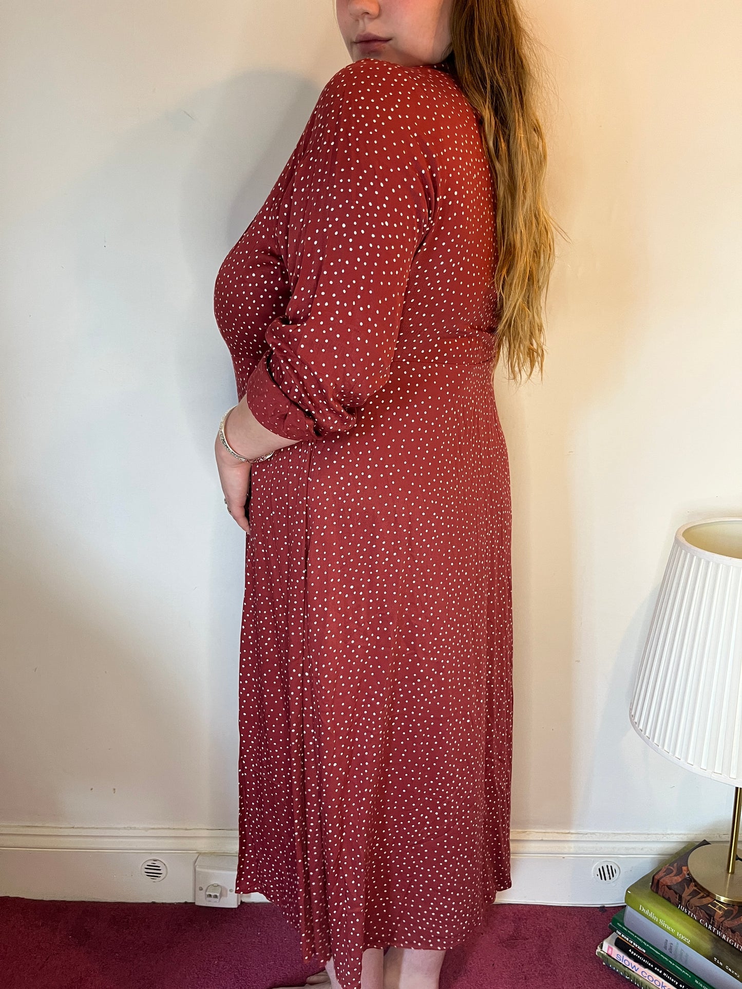 Rust Red Polka Dot Shirt Dress – UK 20