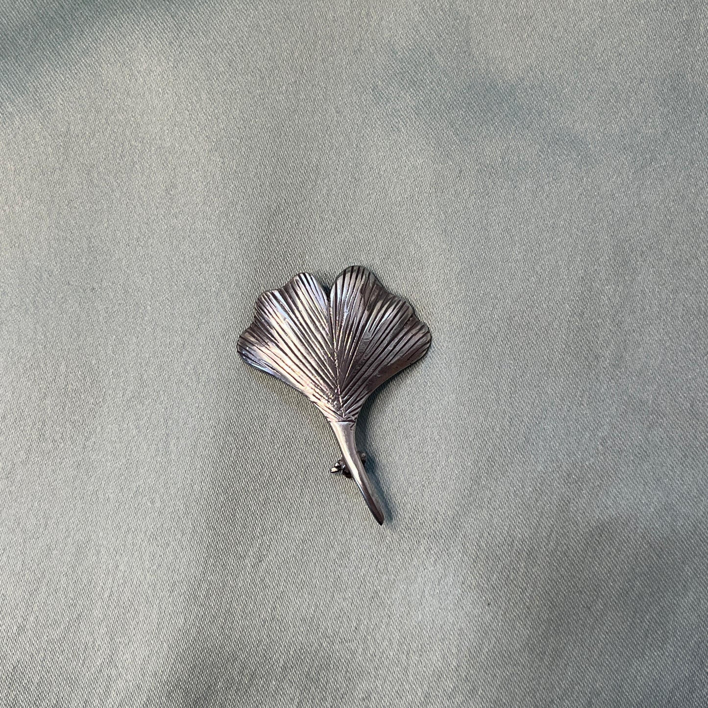 Silver Ginko Leaf Brooch