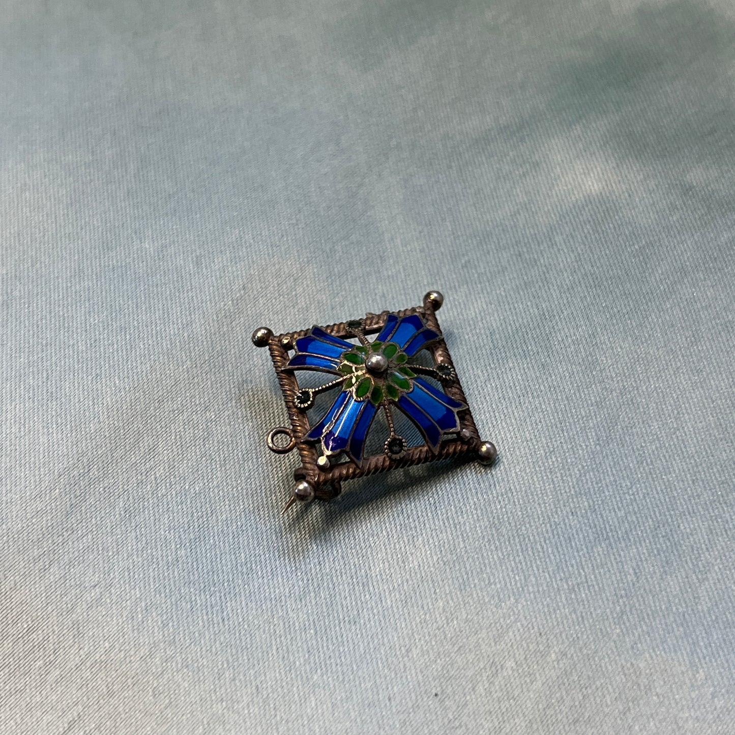 Victorian Silver and Enamel Brooch