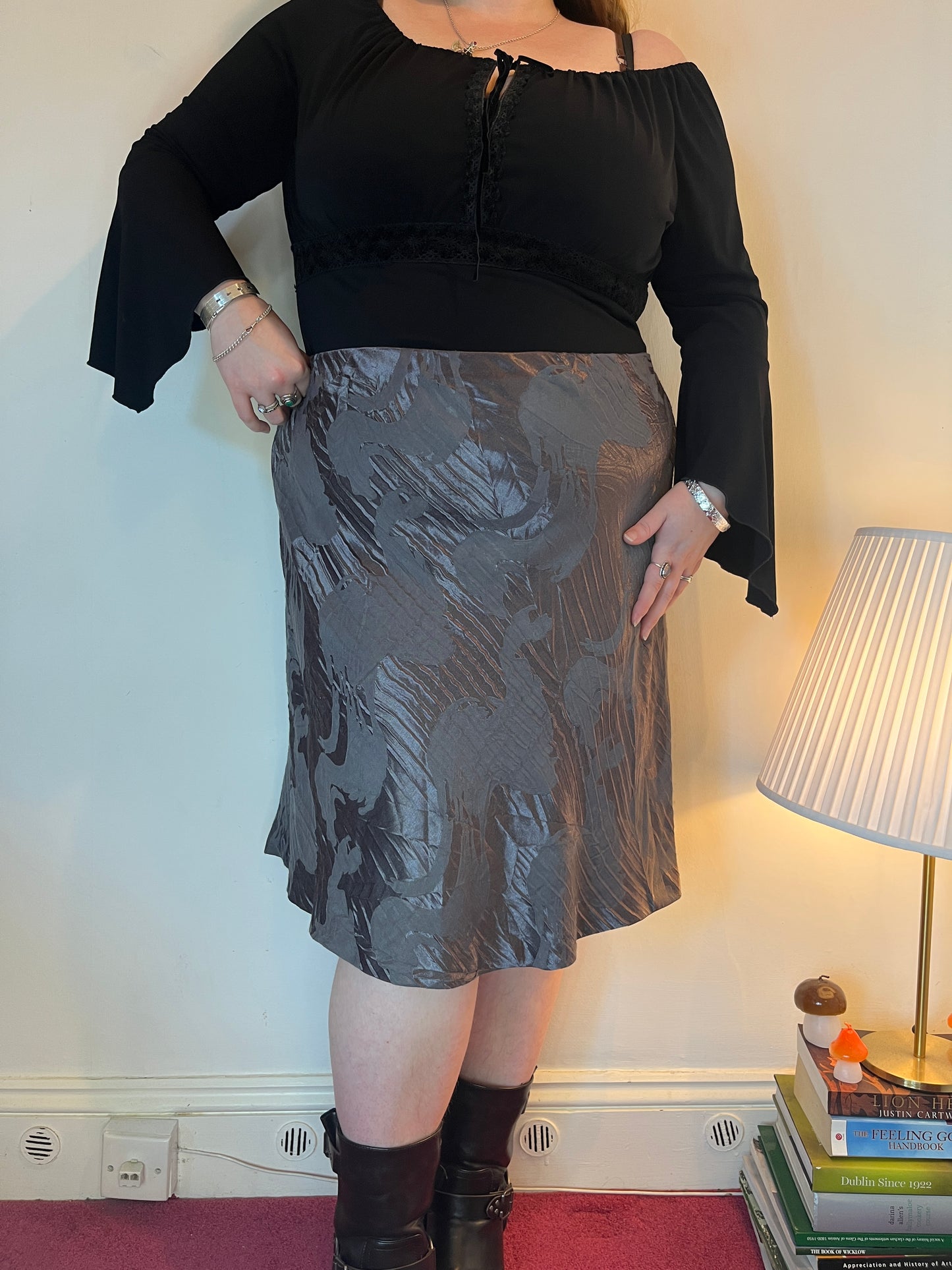 Vintage metallic midi skirt