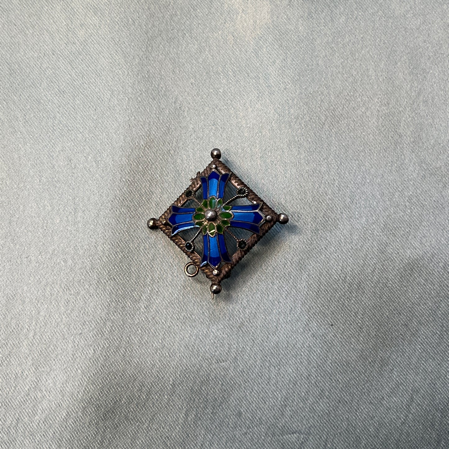 Victorian Silver and Enamel Brooch