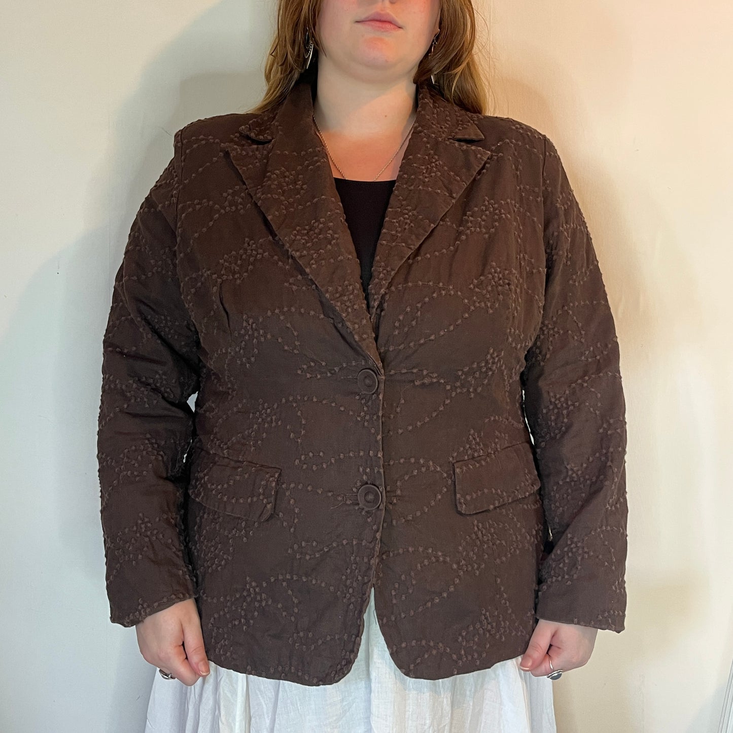 Vintage Brown Embroidered Blazer - UK 24