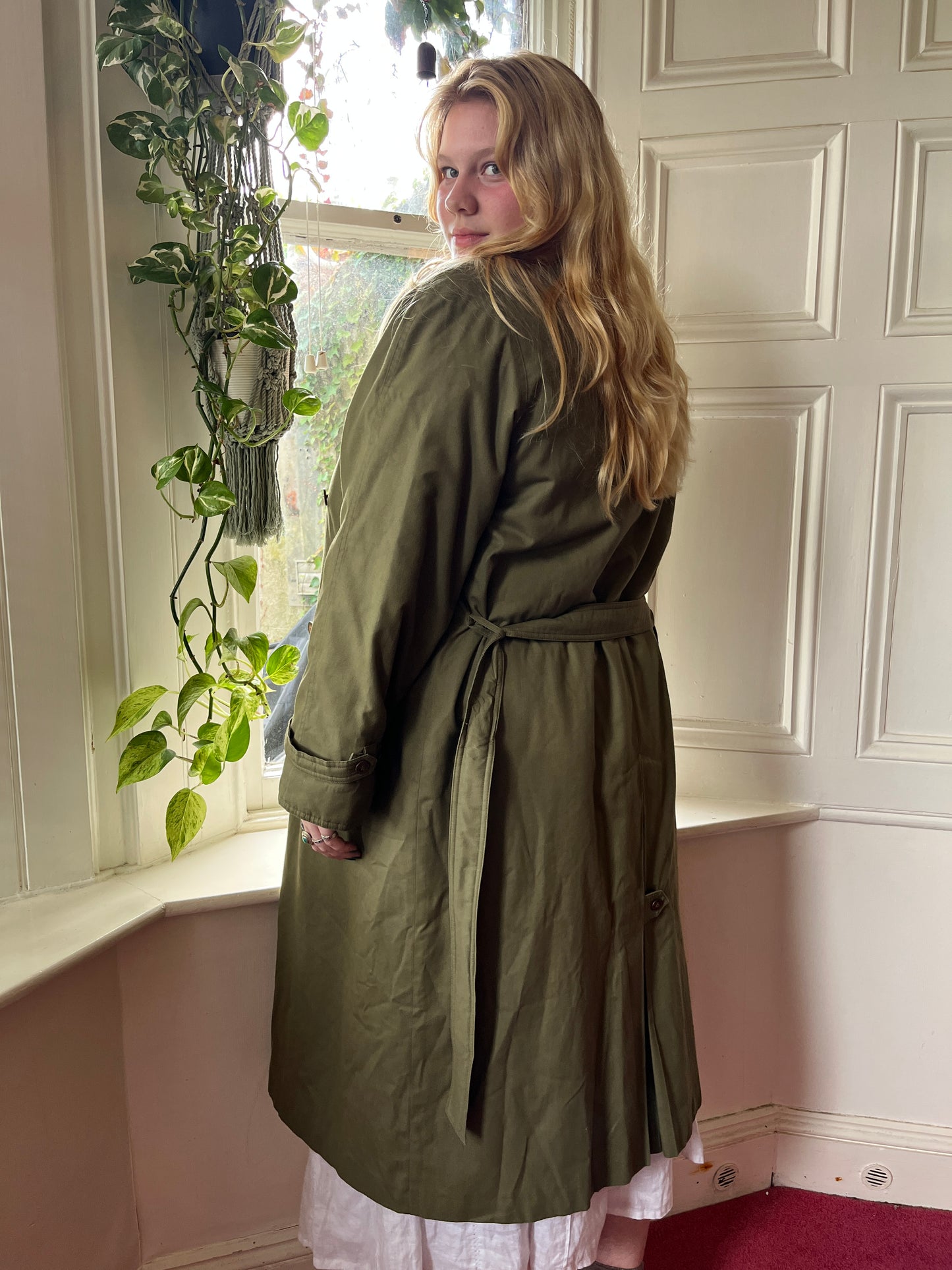 Vintage Olive Trench Coat - UK 20
