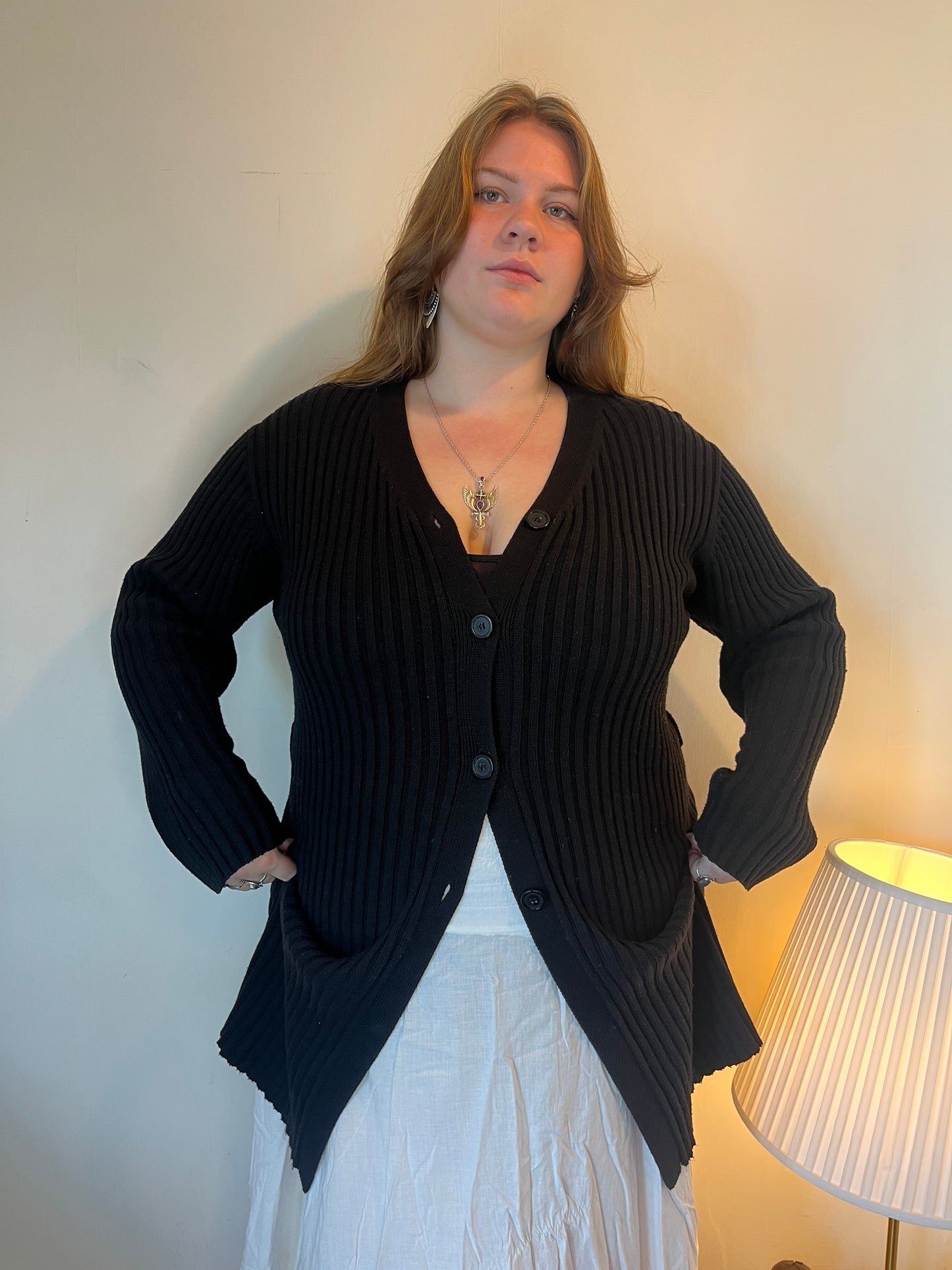 Vintage black ribbed cardigan