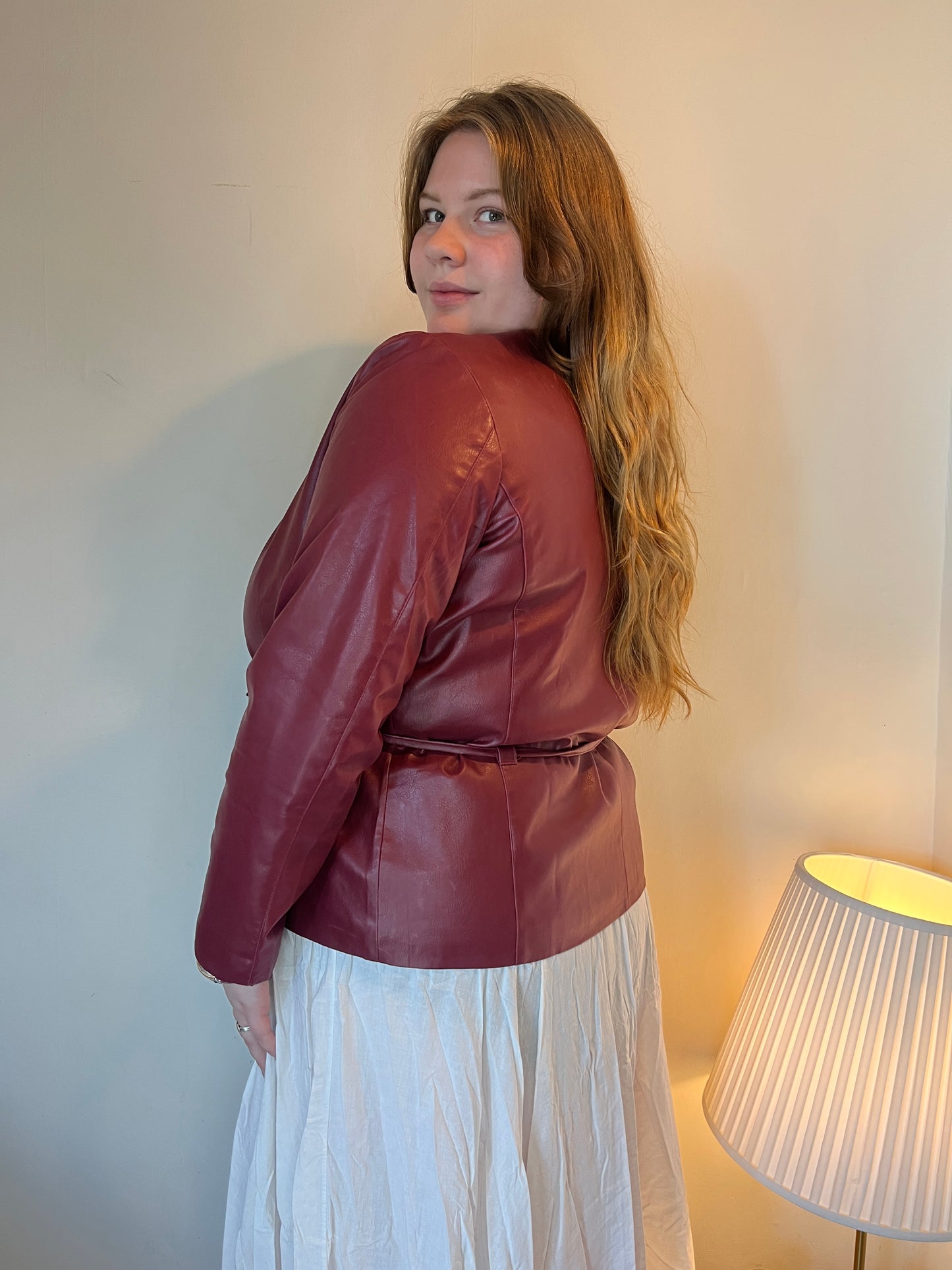 Vintage faux leather zip up jacket