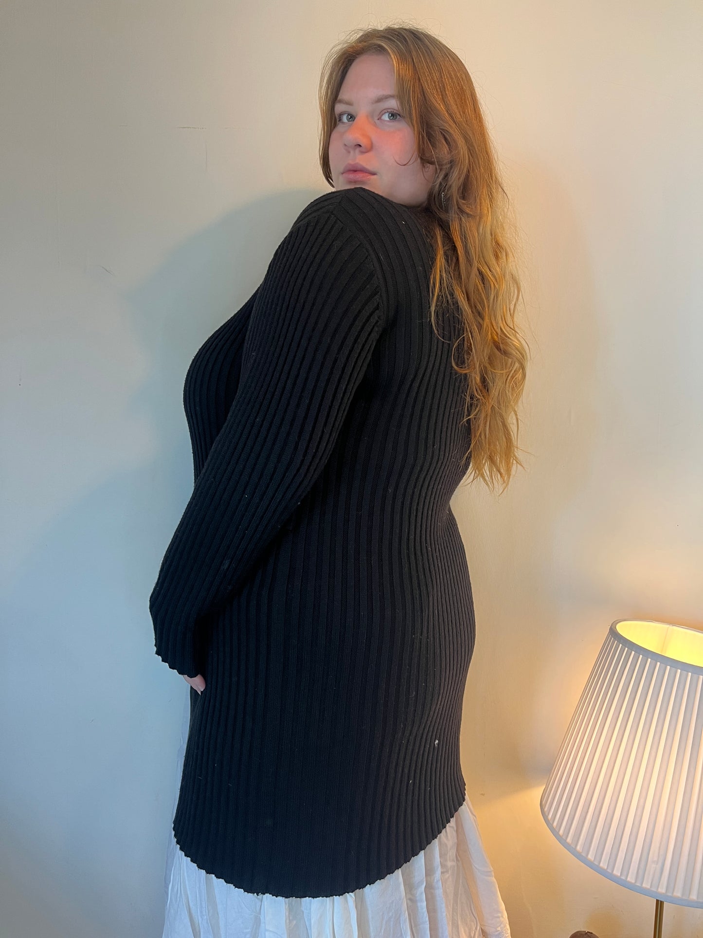 Vintage black ribbed cardigan