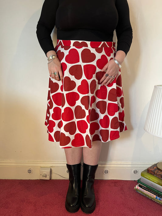 Red Heart Print Skirt – UK 22